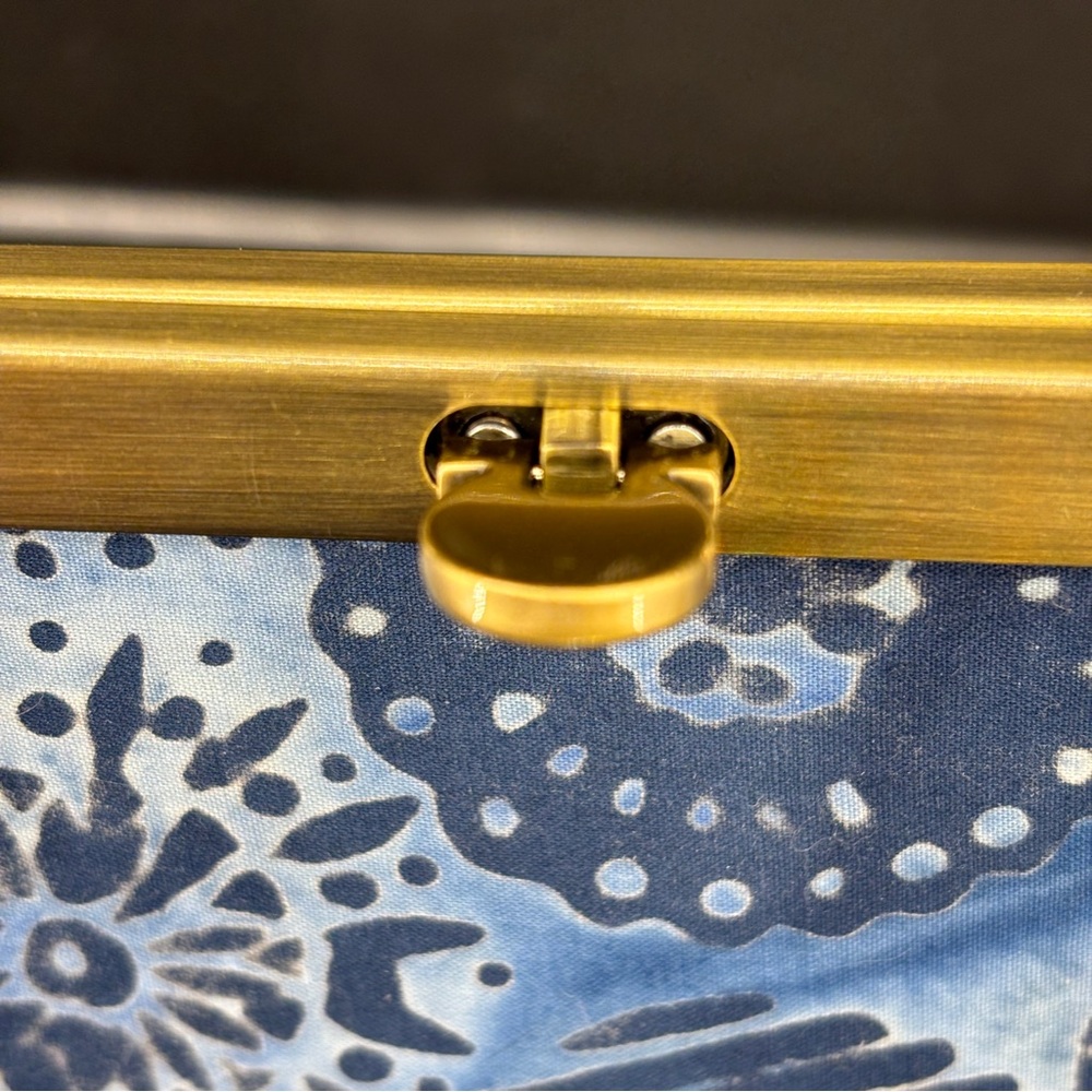 Blue Handmade Bifold Fabric Wallet Yellow Trim‎ - Picture 4 of 10